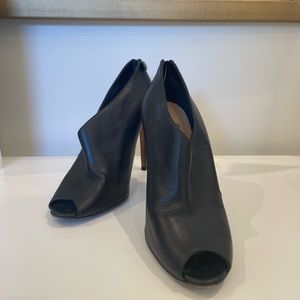PRADA black leather peep toe stiletto heels/booties